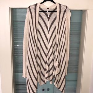 Free People cream and brown striped cardigan